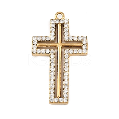 304 Stainless Steel Micro Pave Cubic Zirconia Pendants STAS-A132-04E-G-1