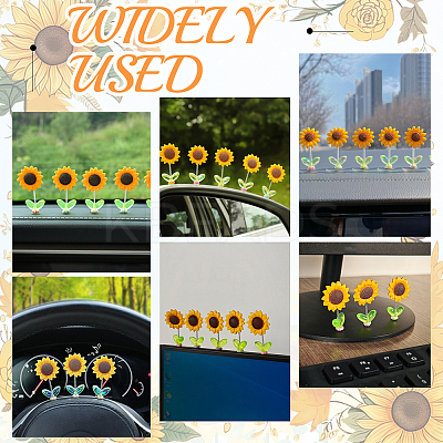 Resin Sunflower Decoration for Car AJEW-CN0003-15-1