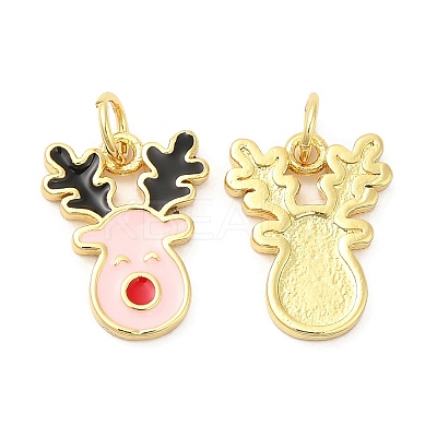 Christmas Rack Plating Brass Enamel Pendants KK-D037-03A-G-1