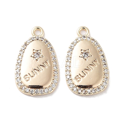 Brass Micro Pave Clear Cubic Zirconia Pendants KK-F871-26G-1