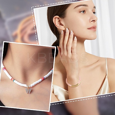 9 Strands 9 Colors Flat Round Handmade Polymer Clay Beads CLAY-WR0001-01-1