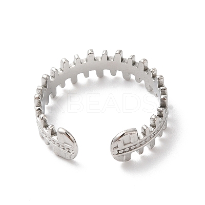 Non-Tarnish 304 Stainless Steel Zipper Shape Open Cuff Ring for Women RJEW-K245-36P-1