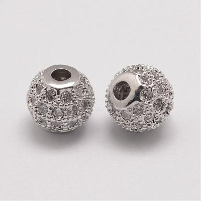 Brass Micro Pave Cubic Zirconia Beads ZIRC-E110-03P-1
