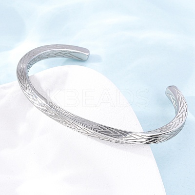 304 Stainless Steel Cuff Bangles for Men Women BJEW-D361-02P-1