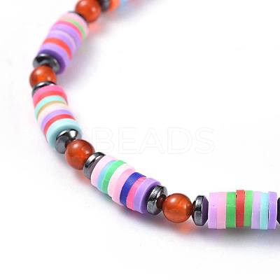 Polymer Clay Heishi Beads Beads Stretch Bracelets BJEW-JB04452-M-1