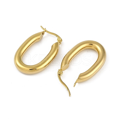 PVD Vacuum Plating 201 Stainless Steel Oval Hoop Earrings for Women EJEW-F345-19G-1