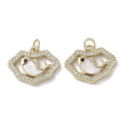 Brass Micro Pave Cubic Zirconia Pendants KK-G485-27A-G-1