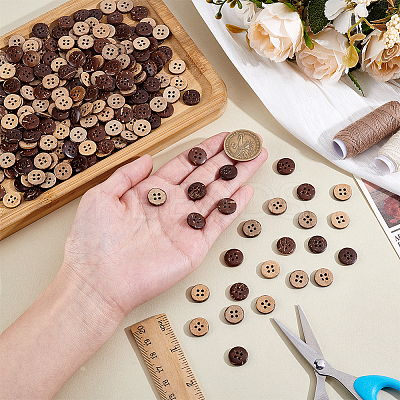 300Pcs Coconut Buttons BUTT-ME0001-25B-1