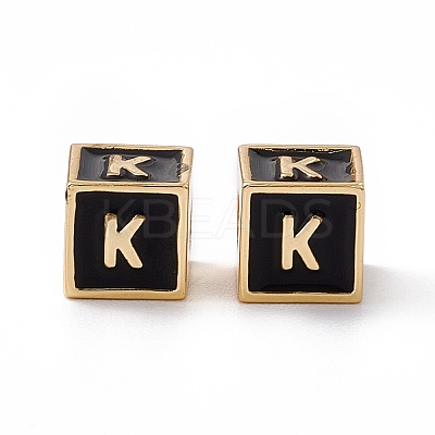 Rack Plating Brass Enamel Beads KK-B060-04G-01-1