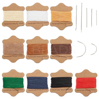 10 Cards 10 Colors Round Waxed Nylon Cord Sets YC-PH0002-42-1