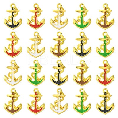 25Pcs 5 Colors Alloy Enamel Pendants ENAM-CJ0004-01-1