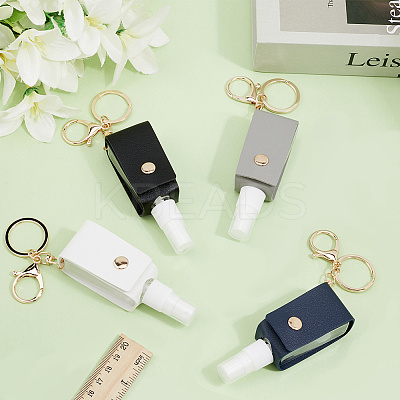4Pcs 4 Colors Plastic Hand Sanitizer Bottle with PU Leather Cover KEYC-CL0001-04A-1