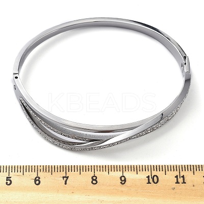 304 Stainless Steel Polymer Clay Rhinestone Hinged Bangles for Women BJEW-A011-16P-1