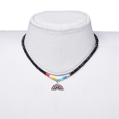 Glass Beads Pendants Necklaces NJEW-JN02562-02-1