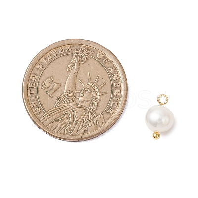 Natural Cultured Freshwater Pearl Round Charms PALLOY-JF04218-02-1