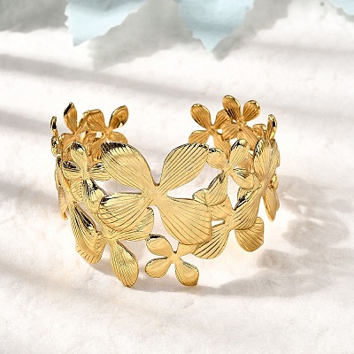 304 Stainless Steel Cuff Bangles BJEW-L705-04A-G-1