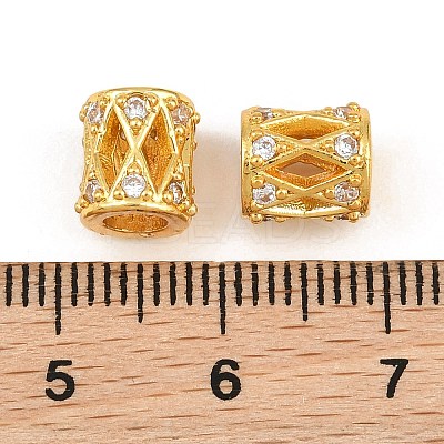 Brass Micro Pave Clear Cubic Zirconia European Beads CU-CBA6A75-24G-1