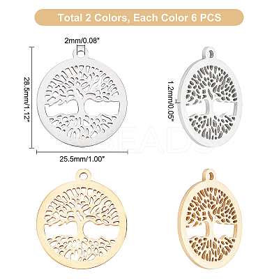 16Pcs 2 Colors 304 Stainless Steel Pendants STAS-UN0023-39-1