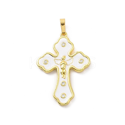 Eco-friendly Rack Plating Brass Micro Pave Cubic Zirconia Pendants KK-F843-20-1