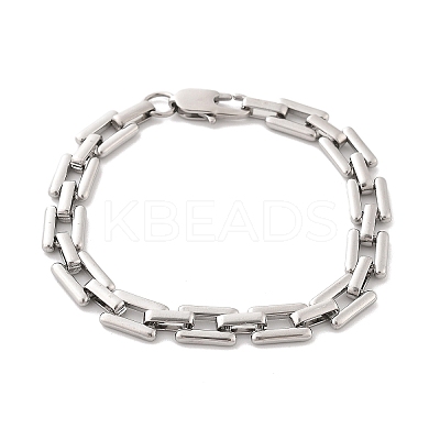 304 Stainless Steel Rectangle Link Chain Bracelets for Women Men BJEW-F488-30P-01-1