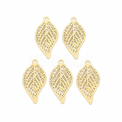 Rack Plating 201 Stainless Steel Filigree Pendants STAS-T057-34G-1