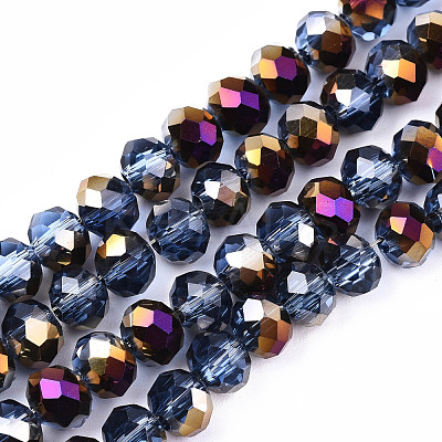 Electroplate Transparent Glass Beads Strands X-EGLA-A034-T6mm-F24-1