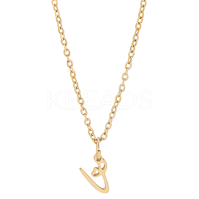 1pc 304 Stainless Steel Letter Pendant Necklaces NJEW-LP0001-39V-G-1