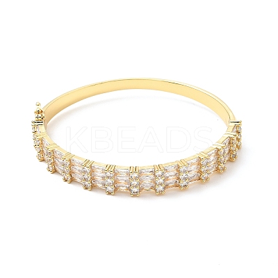 Clear Cubic Zirconia Hinged Bangle BJEW-J165-17G-1