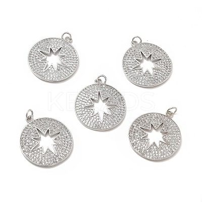 Brass Micro Pave Cubic Zirconia Pendants KK-E068-VB430-1