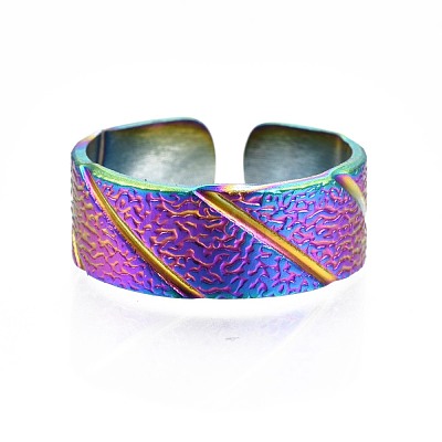 304 Stainless Steel Rhombus Cuff Ring RJEW-N038-076-1