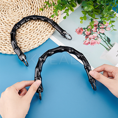U shape Imitation Bamboo Stick Resin Bag Handles PURS-WH0005-08B-1