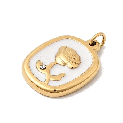 304 Stainless Steel Enamel with Rhinestone Pendants STAS-Z179-35G-1