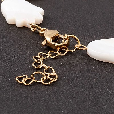 Natural Shell Tulip Link Chain Bracelet BJEW-C015-04G-1