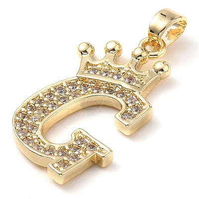 Rack Plating Brass Micro Pave Cubic Zirconia Pendants KK-D535-01G-RS-1