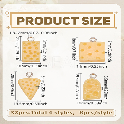 32Pcs 4 Styles Resin Imitation Food Pendants RESI-LP0001-50-1