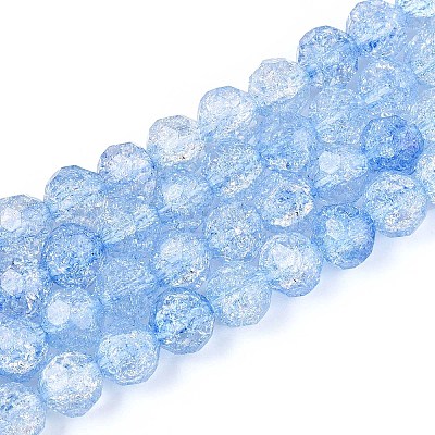 Transparent Crackle Glass Beads Strands GLAA-N053-10mm-04-1