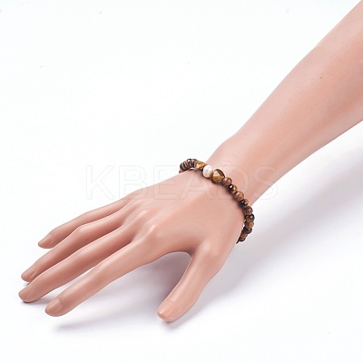Natural Tiger Eye Stretch Bracelets BJEW-JB03747-03-1
