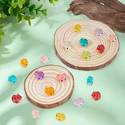 60Pcs 10 Colors Luminous Resin Dairy Cattle Display Decorations DJEW-MA0001-05-1
