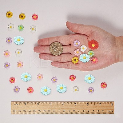 Flatback Hair & Costume Accessories Ornaments Resin Flower Daisy Cabochons CRES-SC0001-08-1