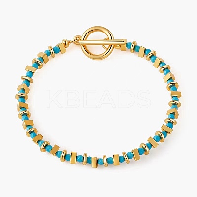 Synthetic Turquoise & Brass Beaded Bracelets for Women XC1263-1