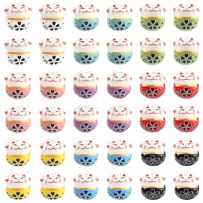 10Pcs Handmade Printed Porcelain Beads PORC-YW0001-29A-1