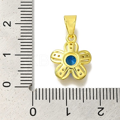 Flower Rack Plating Brass Micro Pave Cubic Zirconia Pendant KK-H485-01G-01-1