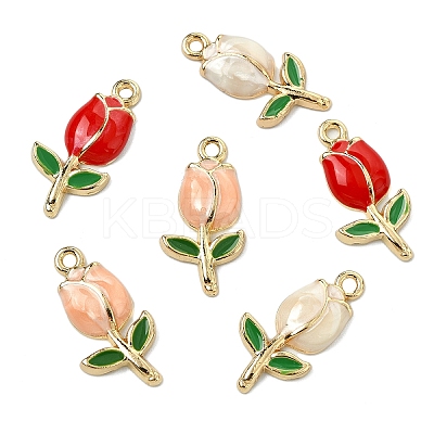 15Pcs 3 Colors Golden Plated Alloy Enamel Pendants ENAM-YW0006-07-1