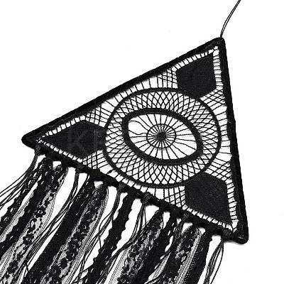 Handmade Evil Eye Woven Net/Web with Feather Pendant Decoration HJEW-I012-02-1