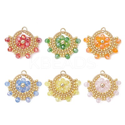 6Pcs Glass Pendans PALLOY-MZ01222-1