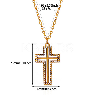 304 Stainless Steel Crystal Rhinestone Pendant Necklaces WG7CB52-02-1