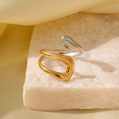 Adjustable 304 Stainless Steel Cuff Rings for Women LS-RJEW-B135-01GP-01-1