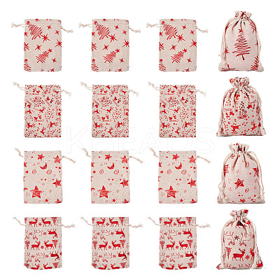 20Pcs 4 Styles Christmas Theme Cotton Fabric Cloth Bags ABAG-TA0002-04A-1