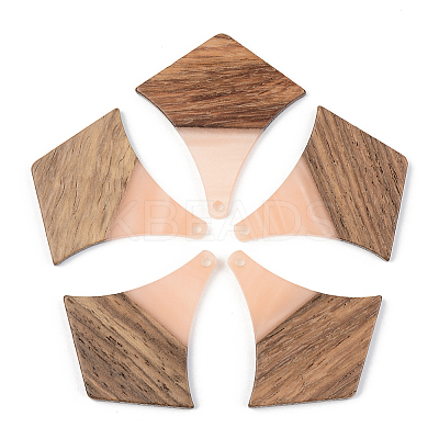 Opaque Resin & Walnut Wood Pendants RESI-S389-055A-C02-1