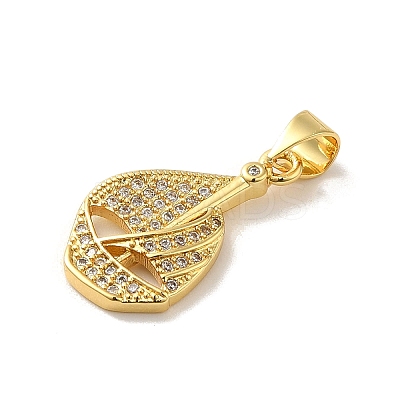 Rack Plating Brass Micro Pave Clear Cubic Zirconia Pendants KK-C047-17G-1